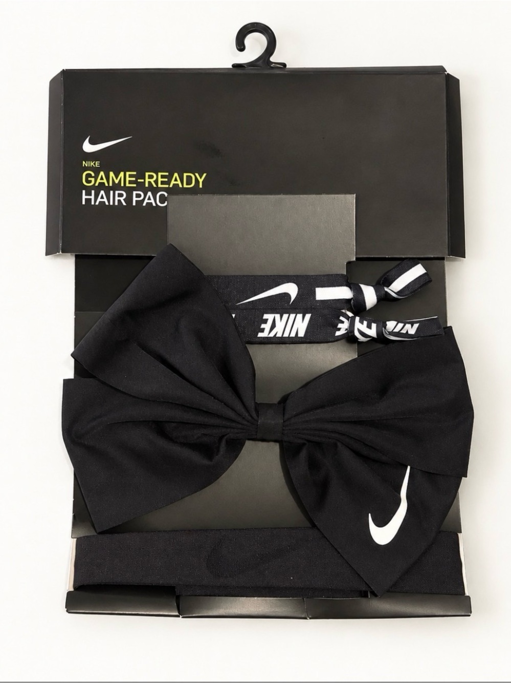 Nike Black Hair Bow and Logo Tie Set